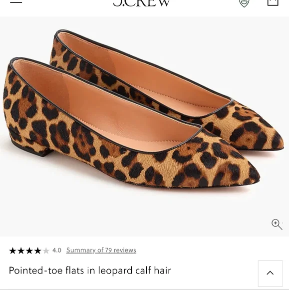 J.CREW Leopard Pointed Toe Flats, Calf Hair - Picture 9 of 10